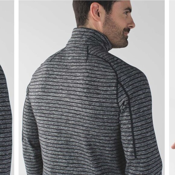 Lululemon Surge Warm 1/2 Zip Raven Stripe Black Heathered Black Ptp 21.5 - Picture 5 of 10